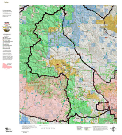 Montana HuntData LLC Montana Elk Hunting District 343 Land Ownerhip Map digital map