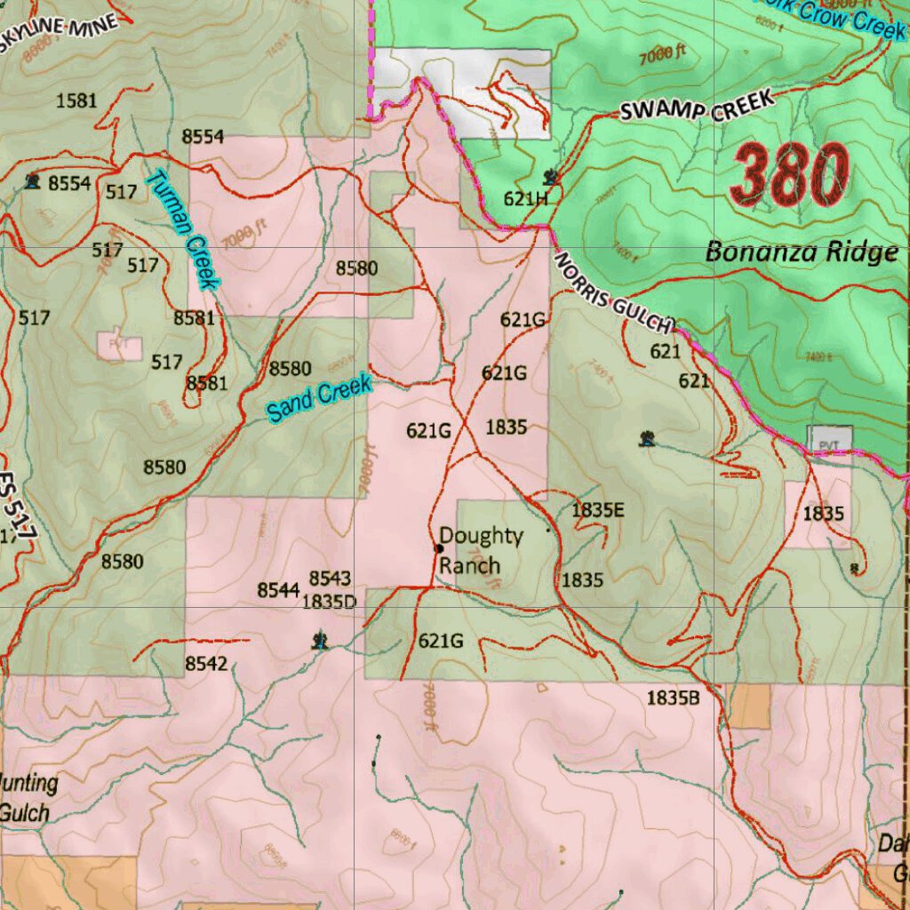 Montana Elk Hunting District 380 Land Ownerhip Map by Montana HuntData
