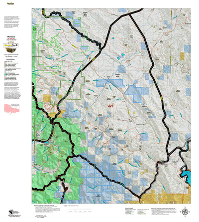 Montana HuntData LLC Montana Elk Hunting District 423 Land Ownerhip Map digital map