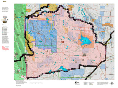 Montana HuntData LLC Montana Elk Hunting District 425 Land Ownerhip Map digital map