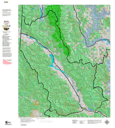 Montana HuntData LLC Montana Moose Hunting District 121 Land Ownerhip Map digital map