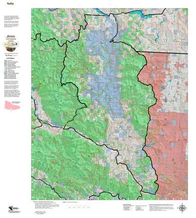 Montana HuntData LLC Montana Moose Hunting District 122 Land Ownerhip Map digital map