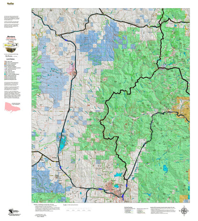 Montana HuntData LLC Montana Moose Hunting District 215 Land Ownerhip Map digital map