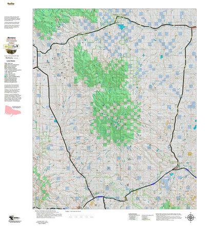 Montana HuntData LLC Montana Moose Hunting District 303 Land Ownerhip Map digital map