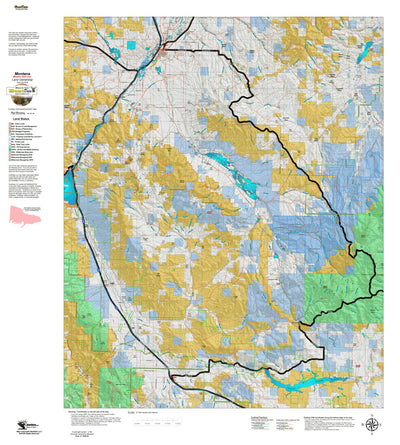 Montana HuntData LLC Montana Moose Hunting District 332 Land Ownerhip Map digital map