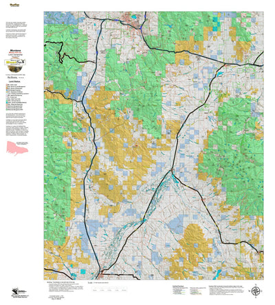 Montana HuntData LLC Montana Moose Hunting District 340 Land Ownerhip Map digital map