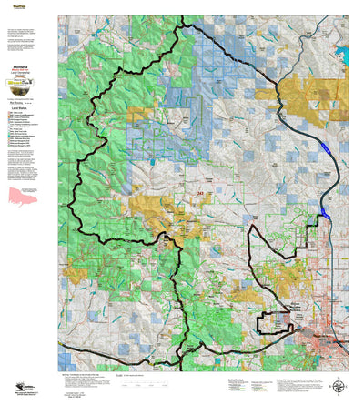 Montana HuntData LLC Montana Moose Hunting District 343 Land Ownerhip Map digital map