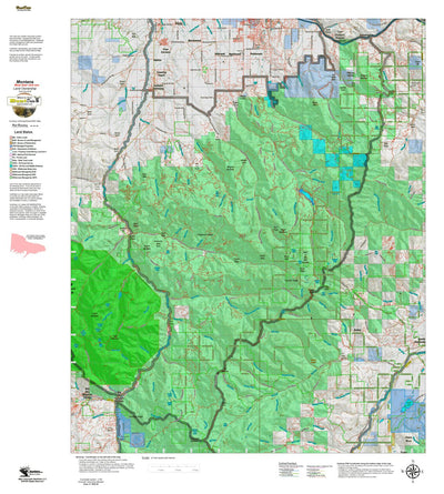 Montana HuntData LLC Montana Mule Deer Hunting District 301 Land Ownerhip Map digital map
