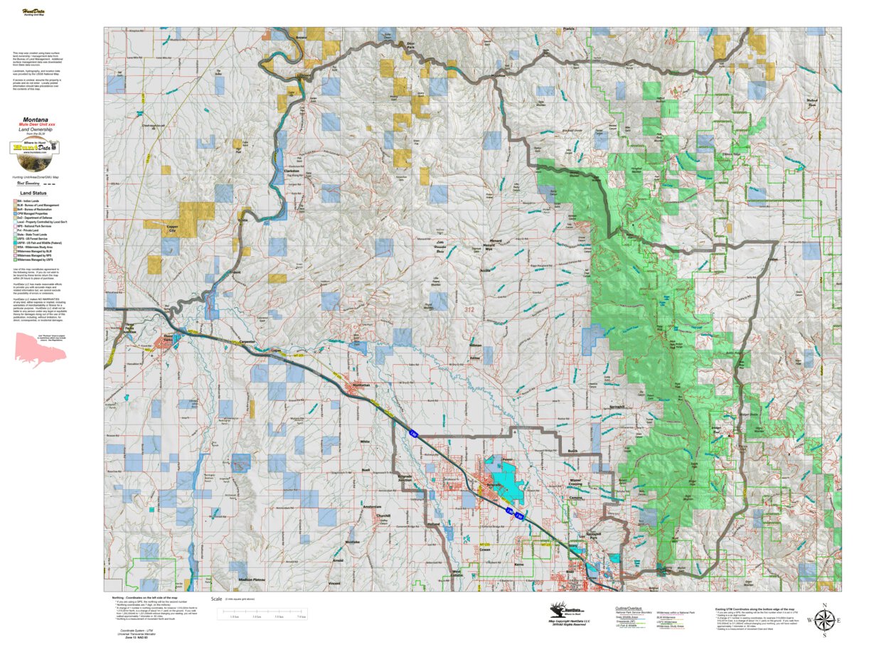 Montana Mule Deer Hunting District 312 Land Ownerhip Map by Montana