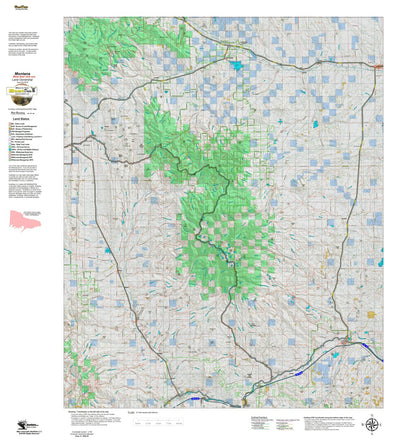 Montana HuntData LLC Montana Mule Deer Hunting District 580 Land Ownerhip Map digital map