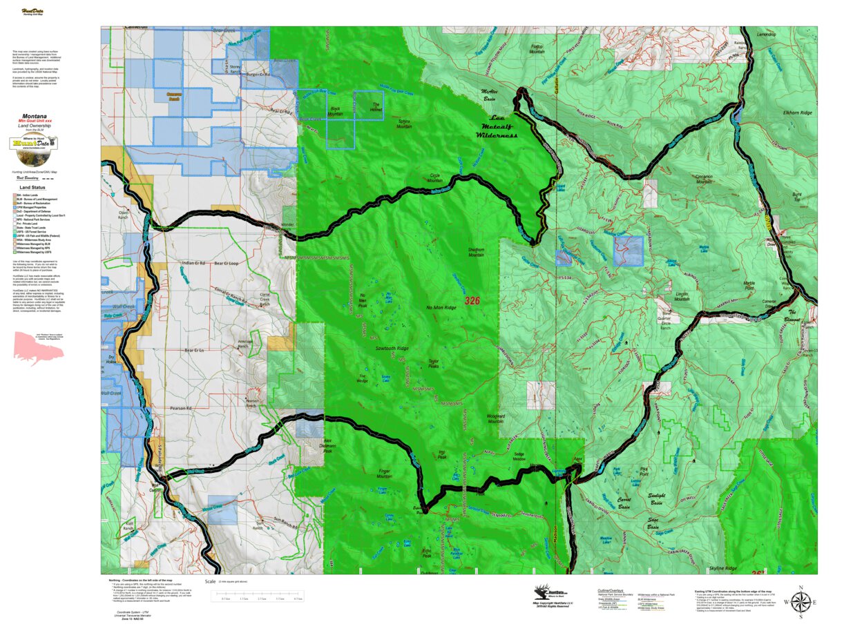 Mountain Goat Hunting District 326 Land Ownership Map map by Montana