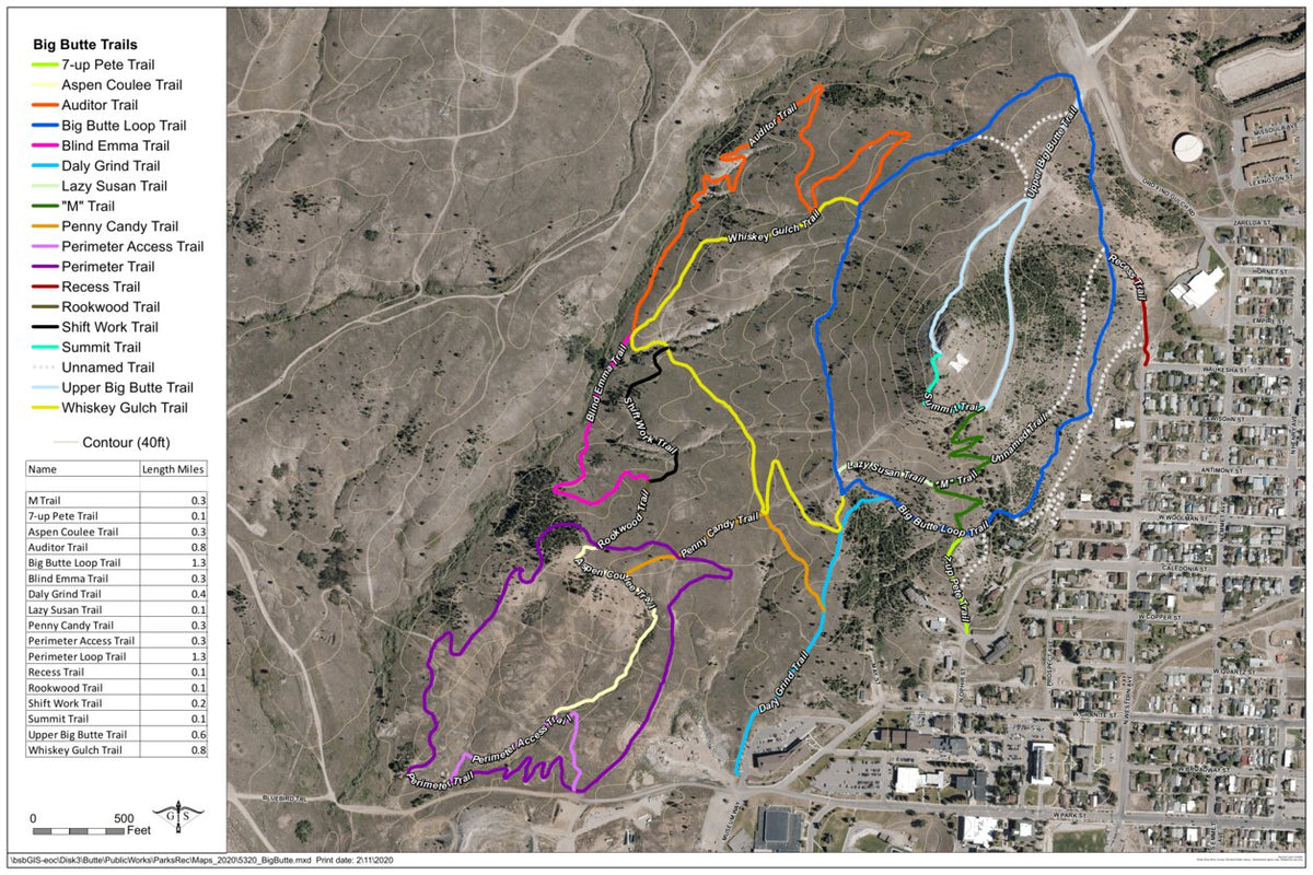 Big Butte Trails Butte Montana Map by Montana Tech | Avenza Maps