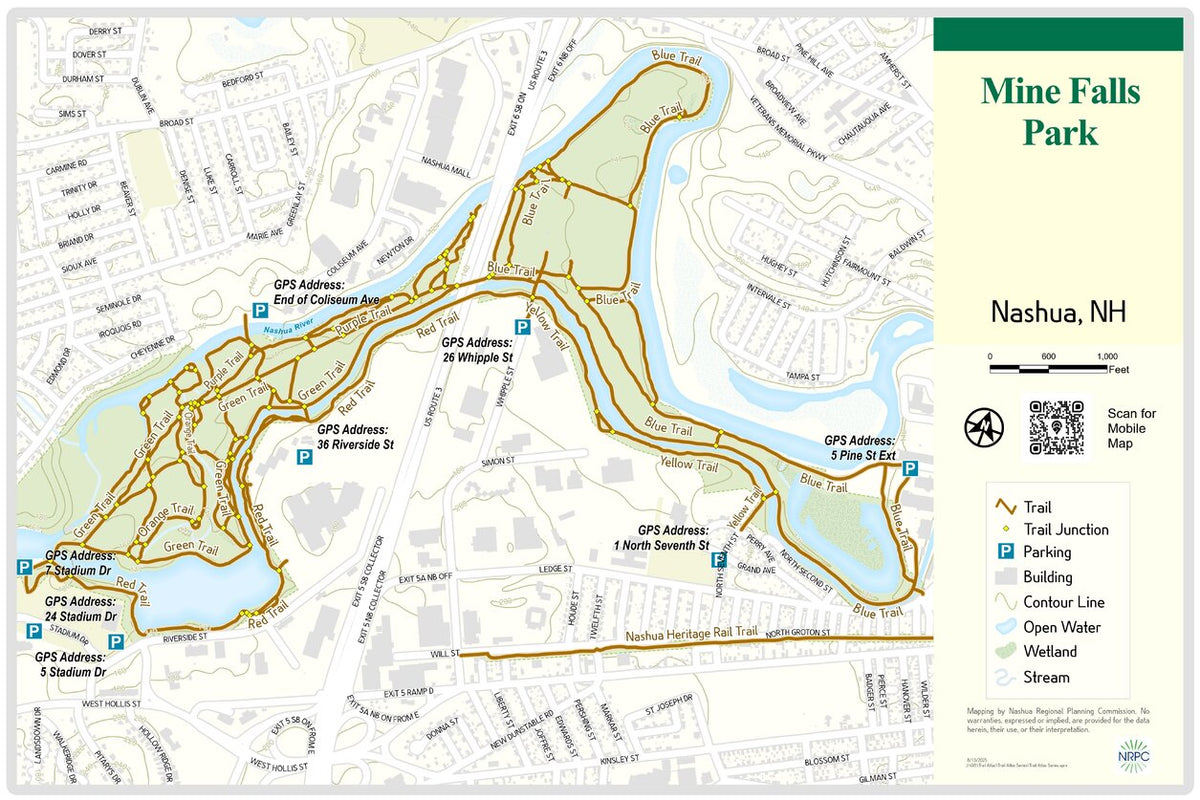 Nashua, NH - Mine Falls Park Map by Nashua Regional Planning Commission ...