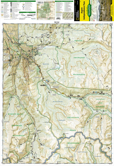National Geographic 127 Aspen, Independence Pass (west side) digital map
