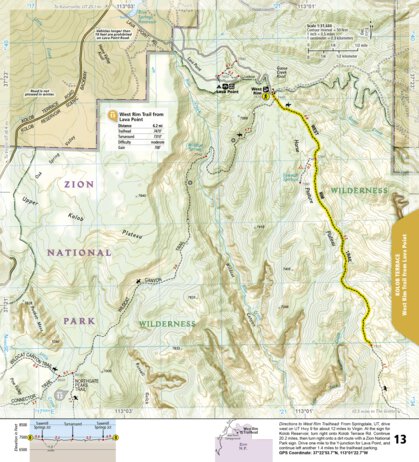 National Geographic 1712 Zion Day Hikes (map 13) digital map