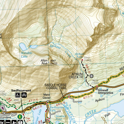 National Geographic 314 Many Glacier: Glacier and Waterton Lakes National Parks (south side) digital map