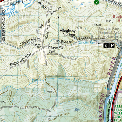 National Geographic 738 Allegheny North [Allegheny National Forest] (west side) digital map
