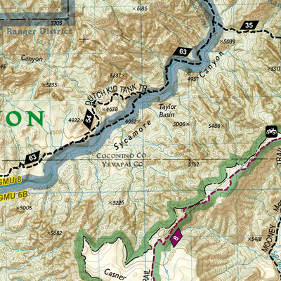 National Geographic 854 Sycamore Canyon, Verde Valley (north side) digital map
