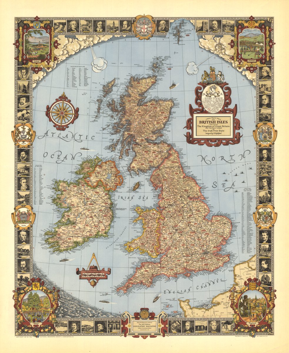 BRITISH COUNTY MAPS 参考書 A Modern Pilgrim's Map of the British Isles 1937 by National