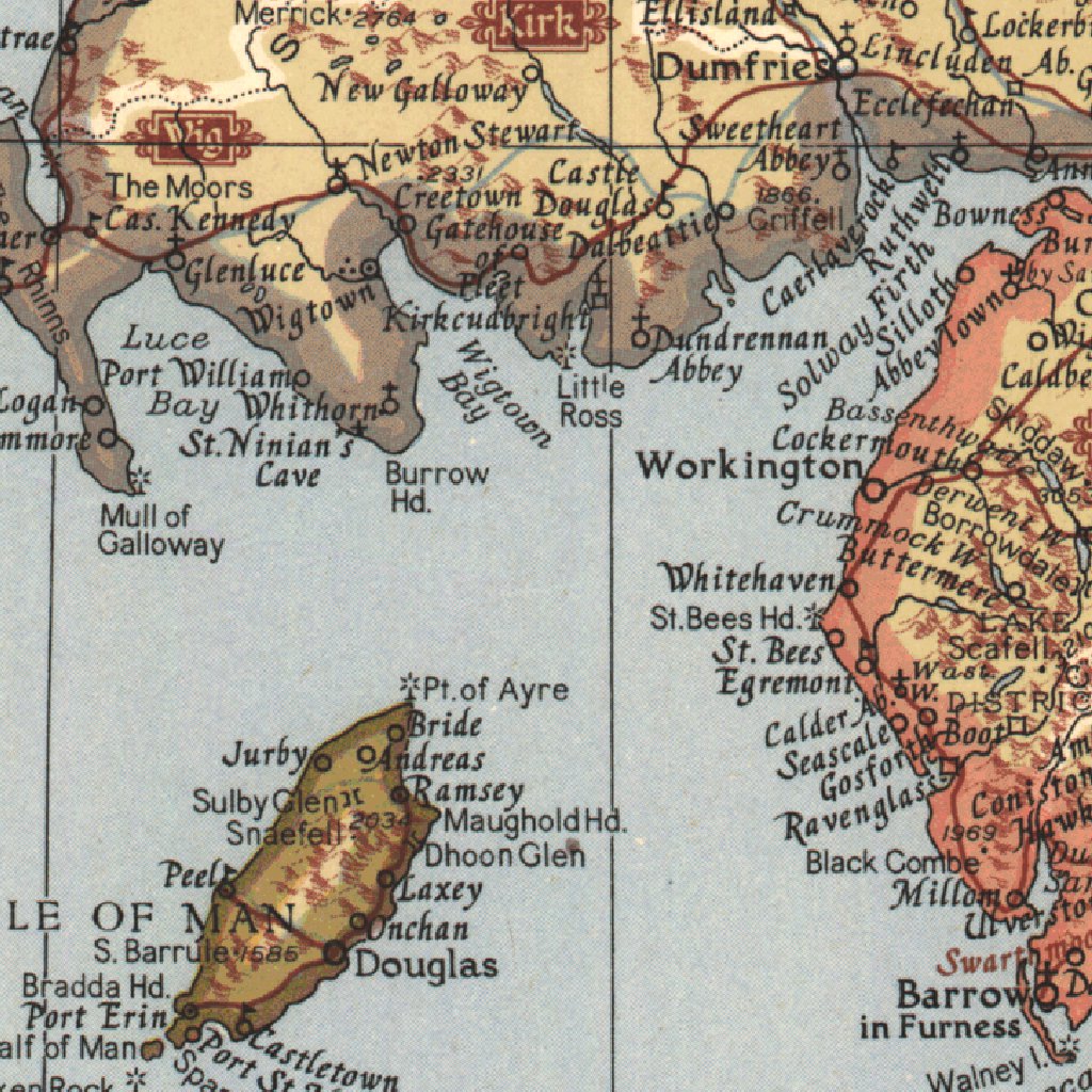 A Modern Pilgrim's Map of the British Isles 1937 by National