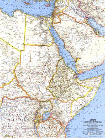 National Geographic Africa, Countries Of The Nile 1963 digital map