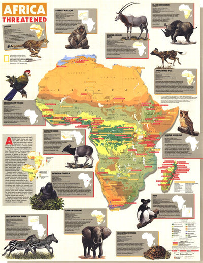 National Geographic Africa Threatened 1990 digital map