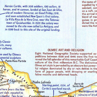 National Geographic Archeological Map Of Middle America, Land Of The Feathered Serpent digital map