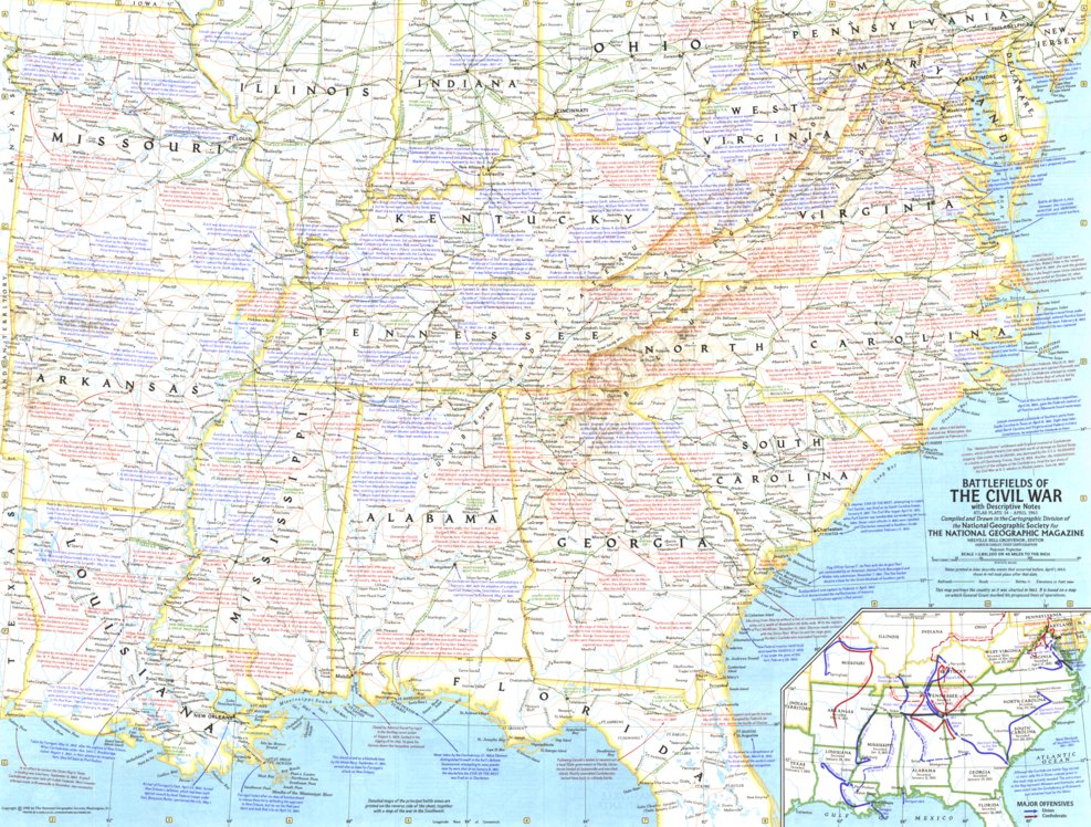 Battlefields Of The Civil War 1961 (1st Part) Map by National ...