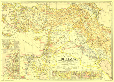 National Geographic Bible Lands, & The Cradle Of Western Civilization 1938 digital map