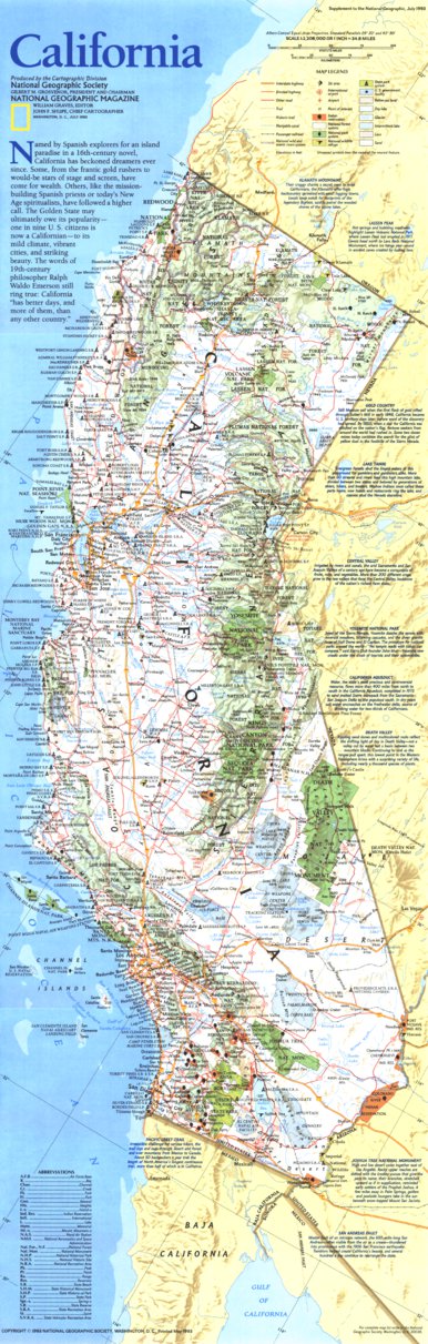 National Geographic California 1993 digital map