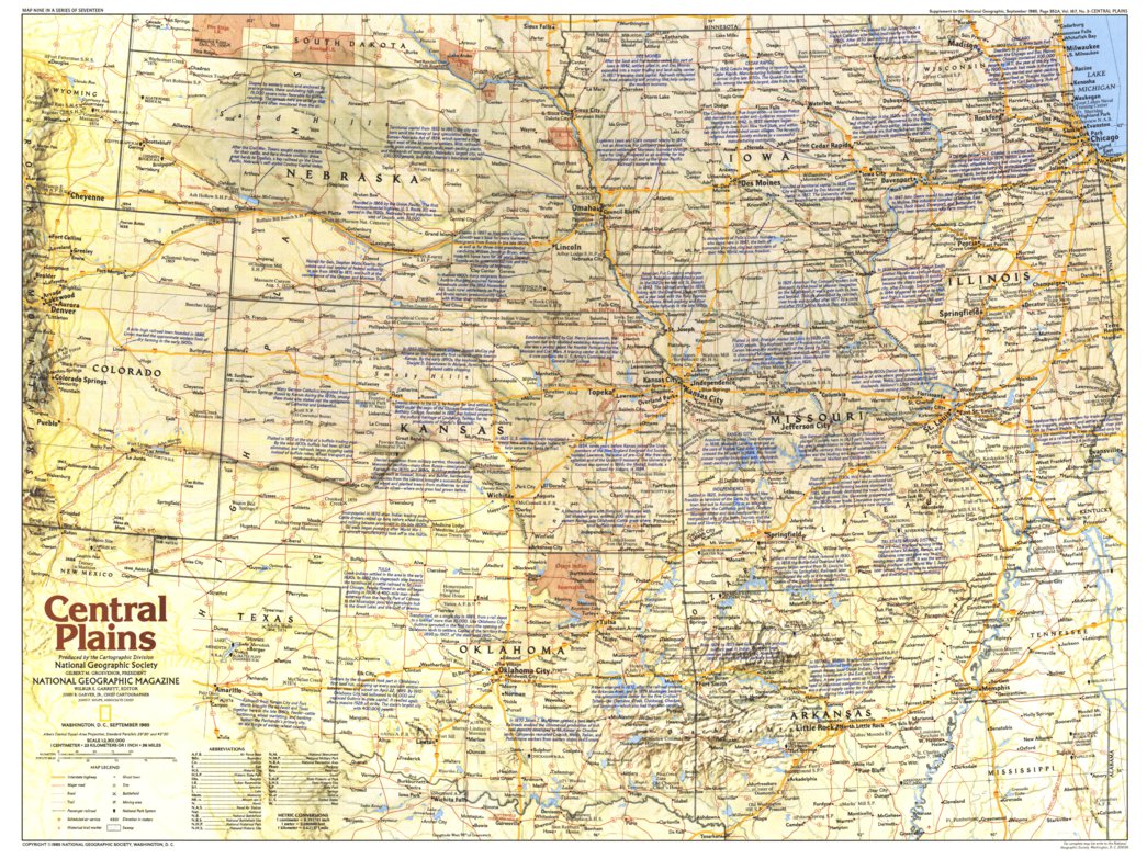 1985 Map Central Plains 1985 Map by National Geographic | Avenza Maps