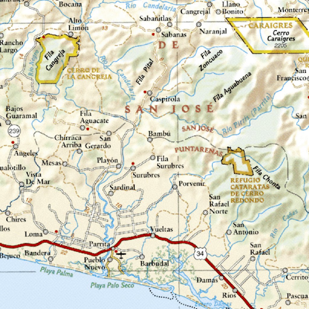 Costa Rica Language Map Costa Rica Map by National Geographic | Avenza Maps