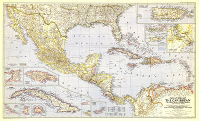 National Geographic Countries Of The Caribbean 1947 digital map