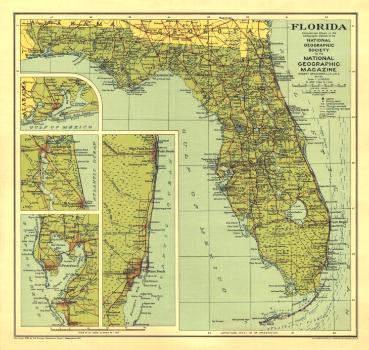Florida 1930 Map by National Geographic | Avenza Maps