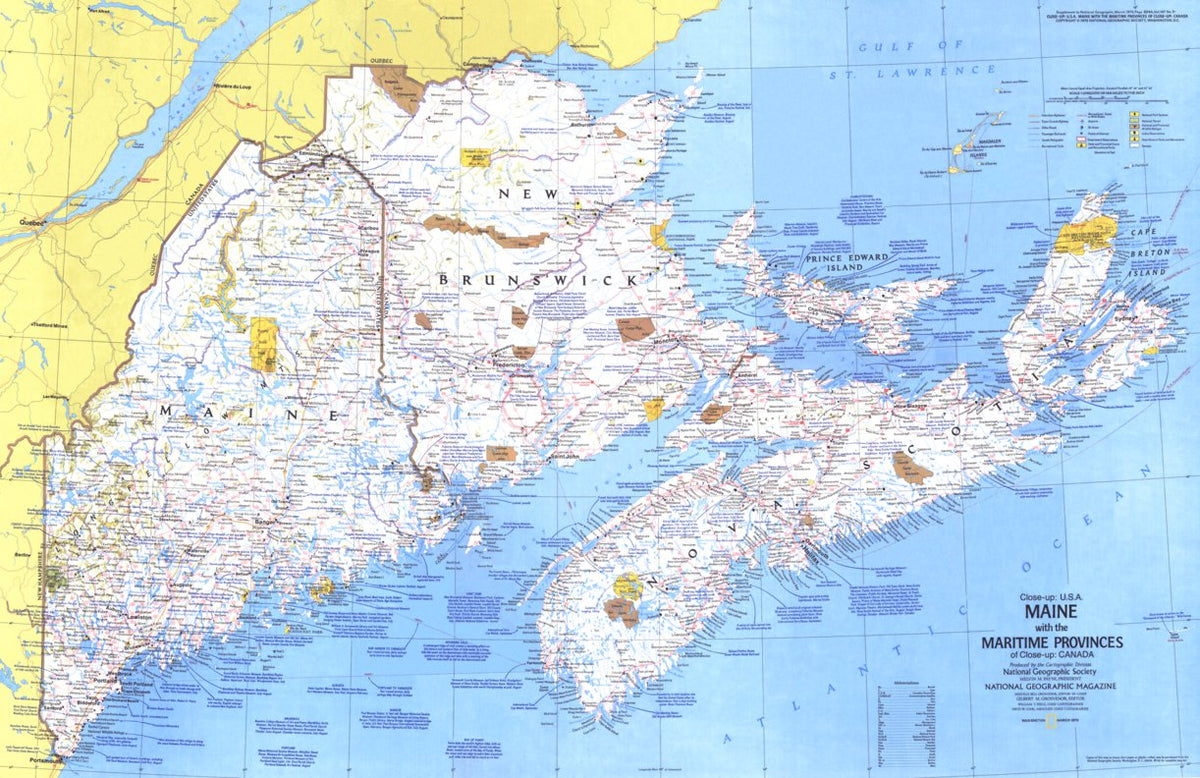 Blue&me Map Maine, with the Maritime Provinces 1975 Map by National Geographic ...