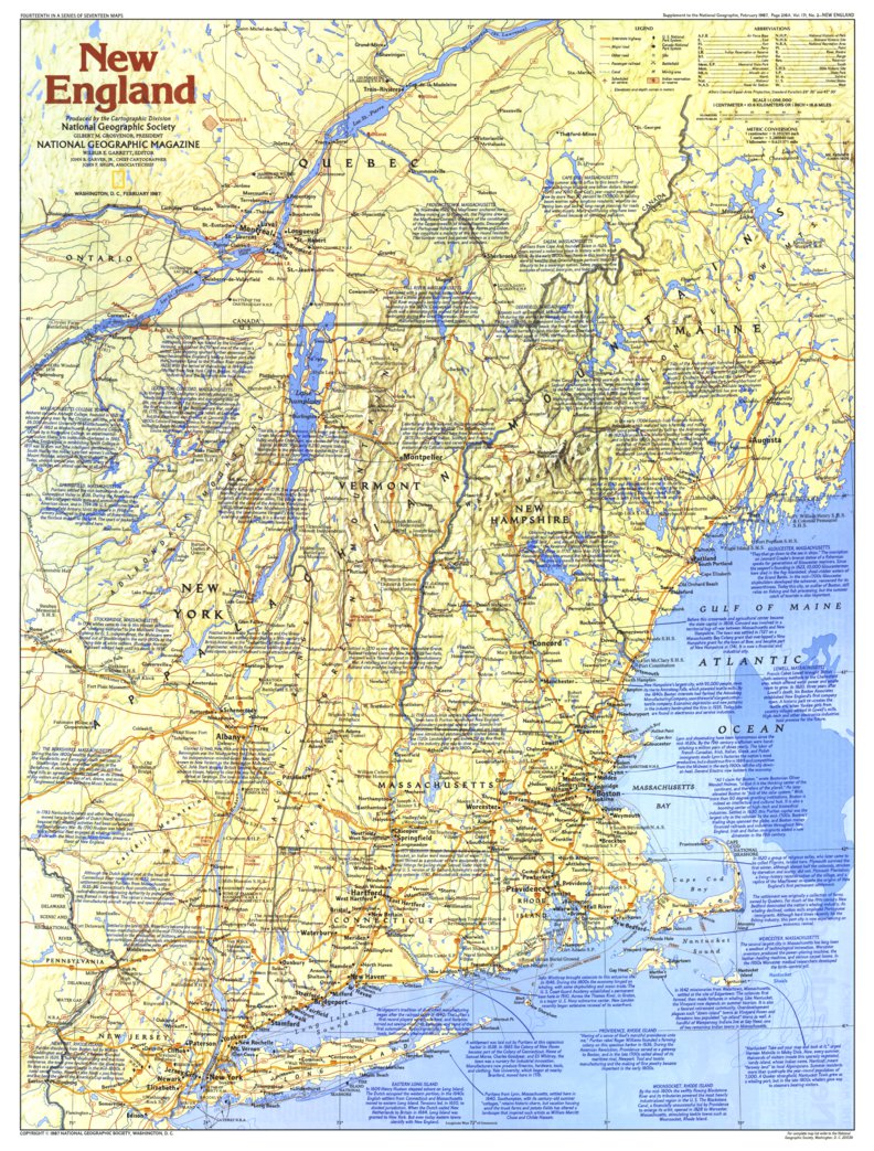 New England 1987 Map by National Geographic | Avenza Maps