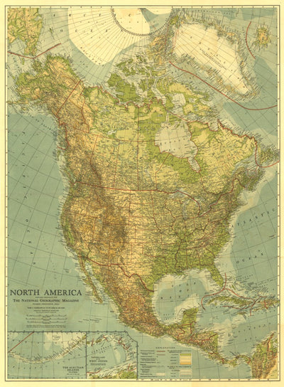 National Geographic North America 1924 digital map