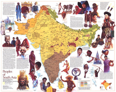 National Geographic Peoples Of South Asia 1984 digital map