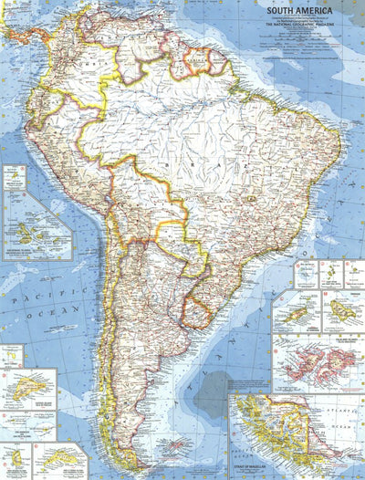 National Geographic South America 1960 digital map