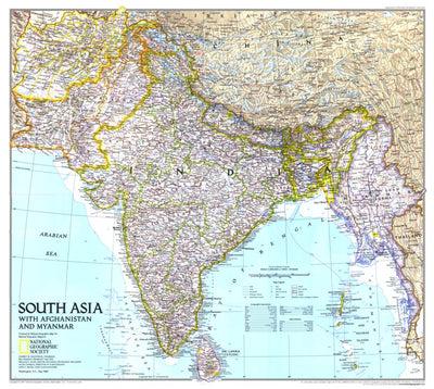 National Geographic South Asia With Afghanistan & Myanmar 1997 digital map