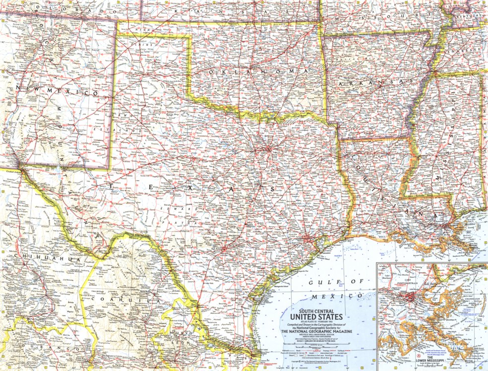 South Central United States 1961 Map by National Geographic | Avenza Maps