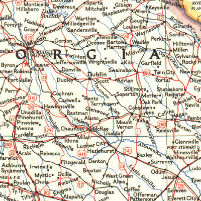 National Geographic Southeastern United States 1958 digital map