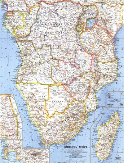 National Geographic Southern Africa Map 1962 digital map