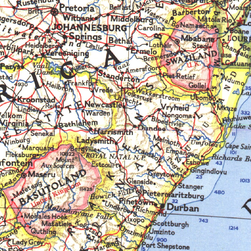 Southern Africa Map 1962 by National Geographic | Avenza Maps