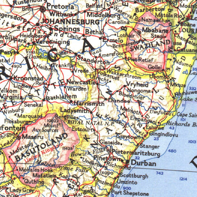 National Geographic Southern Africa Map 1962 digital map