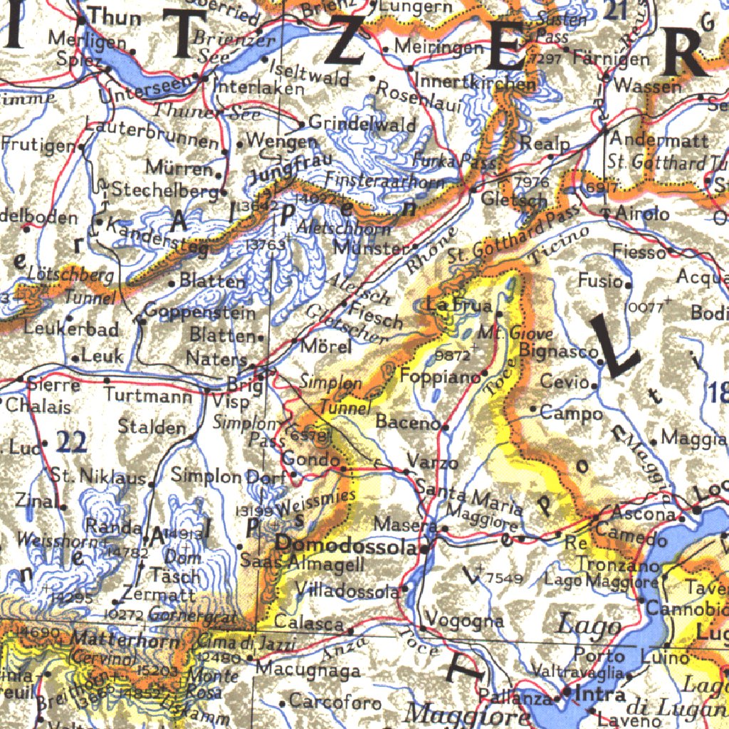 Switzerland, Austria, & Northern Italy 1965 Map by National Geographic ...