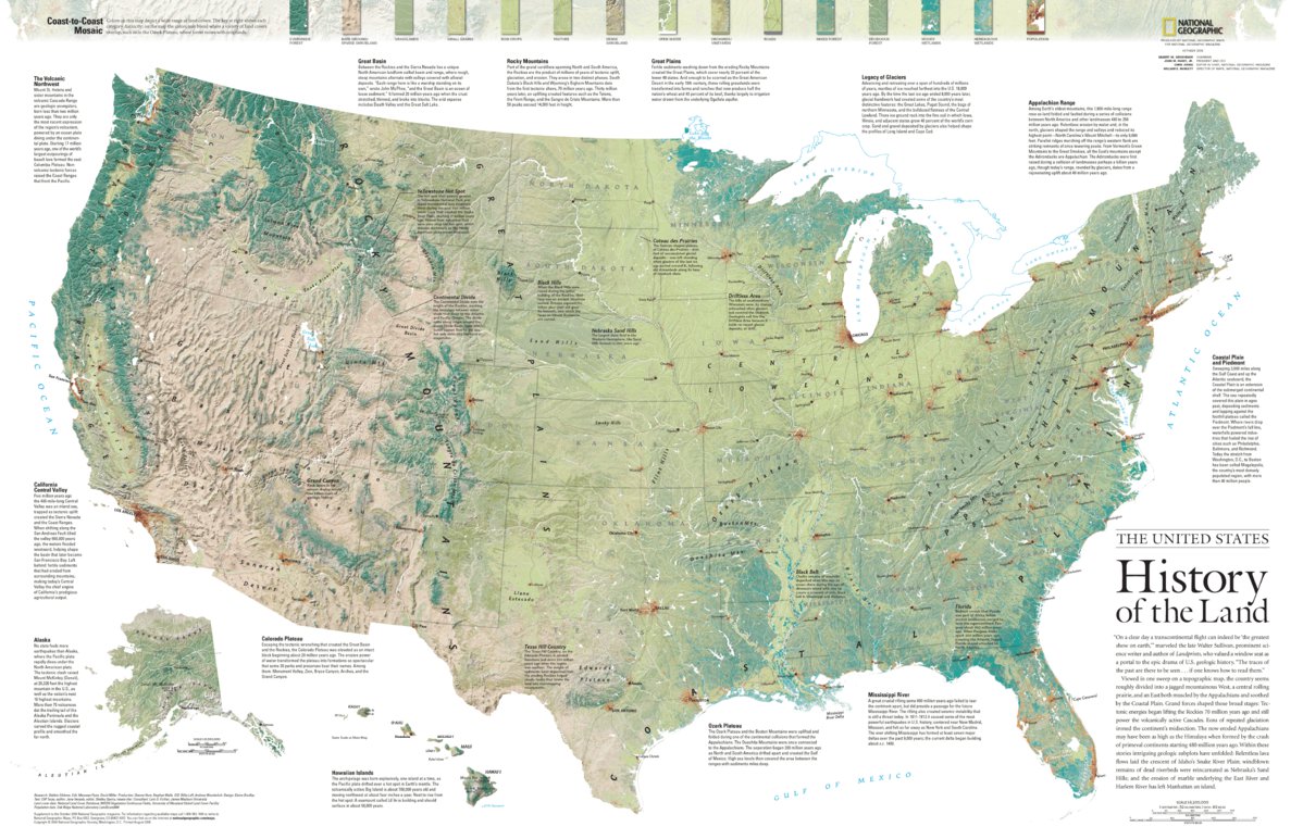 Maps 2006 The United States: History of the Land 2006 Map by National Geographic ...