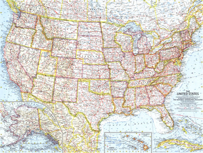 National Geographic United States Of America 1961 digital map