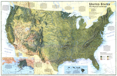 National Geographic United States, The Physical Landscape 1996 digital map