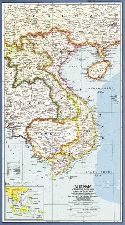 National Geographic Vietnam, Cambodia, Laos & Eastern Thailand 1965 digital map